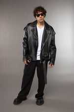 CHIODO IN PELLE NAPPA NERO OVERSIZE CON LACCI - lab22shop