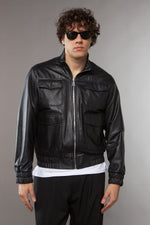 BLAZER MULTI TASCHE NAPPA NERA IN PELLE - lab22shop
