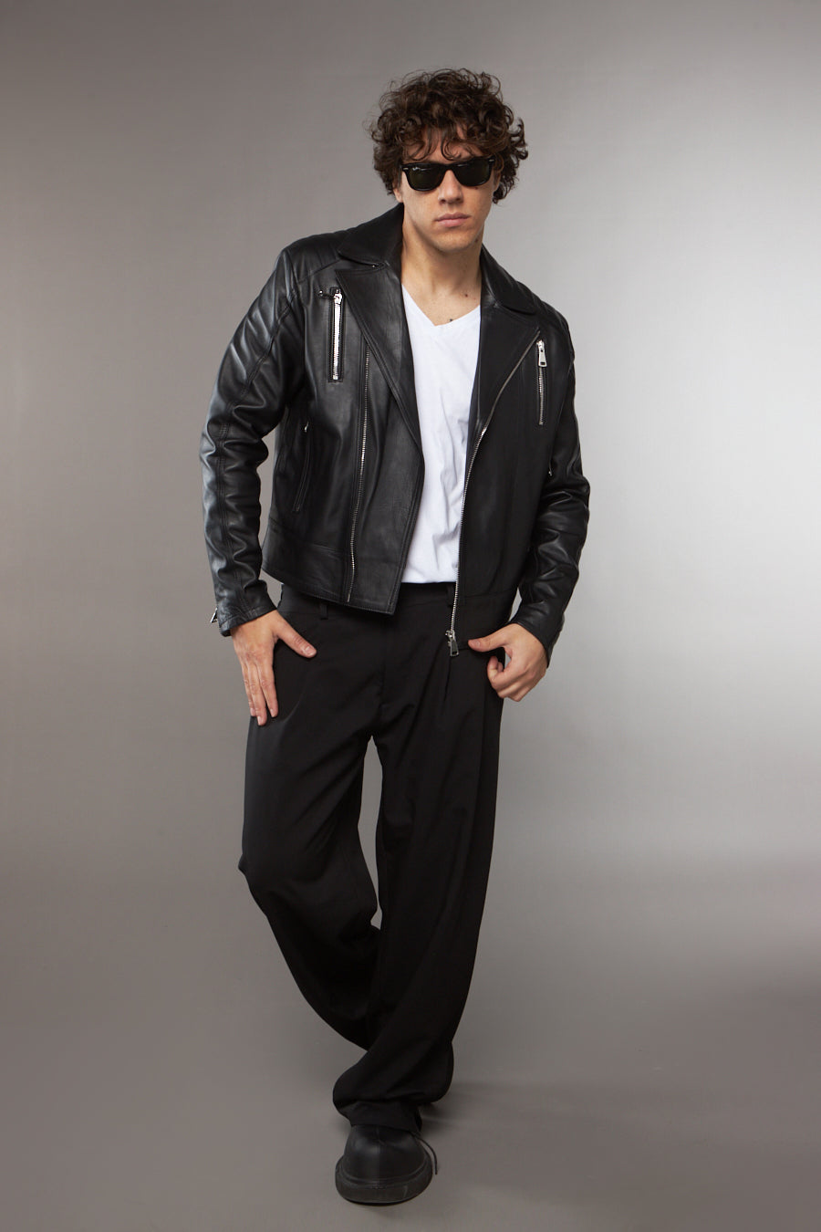 CHIODO BLAZER IN PELLE NERO - lab22shop