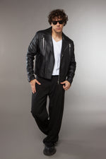 CHIODO BLAZER IN PELLE NERO - lab22shop