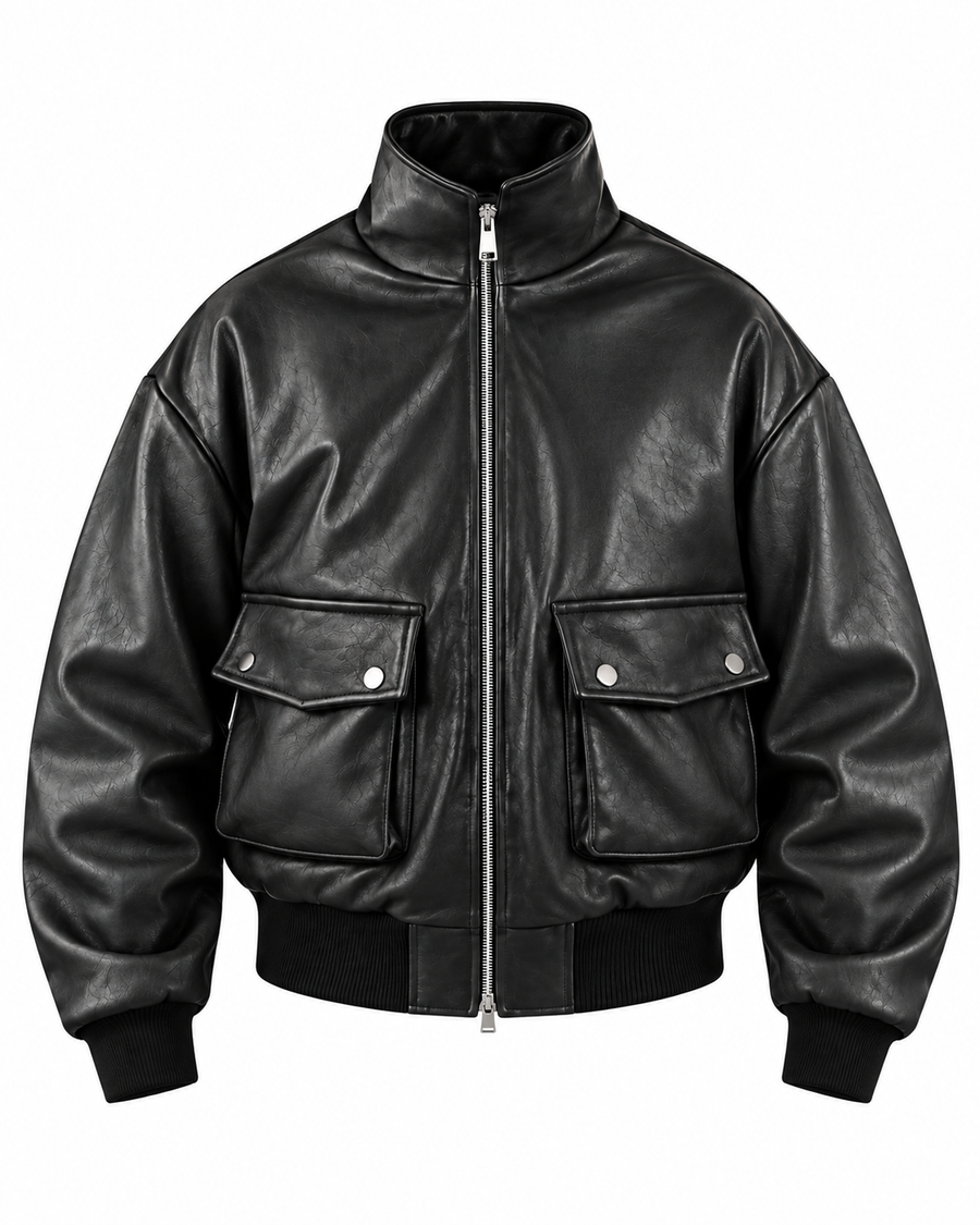 BLAZER COLLO ALTO PELLE LAVATA