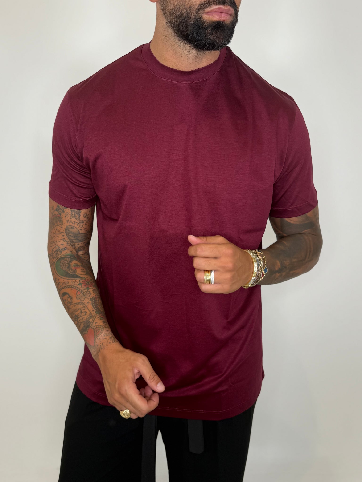 T-SHIRT FILO DI SCOZIA BORDEAUX