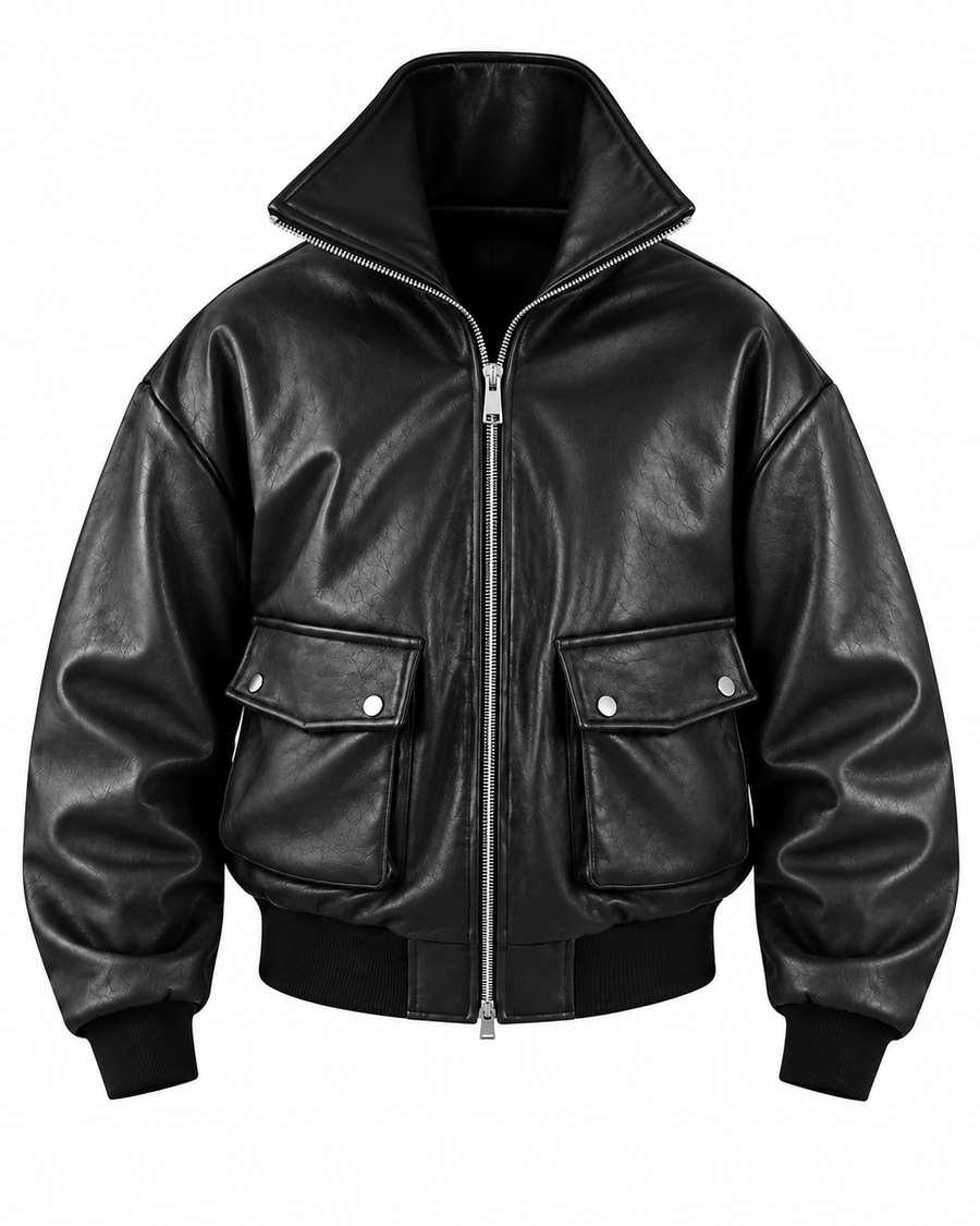 BLAZER COLLO ALTO PELLE LAVATA