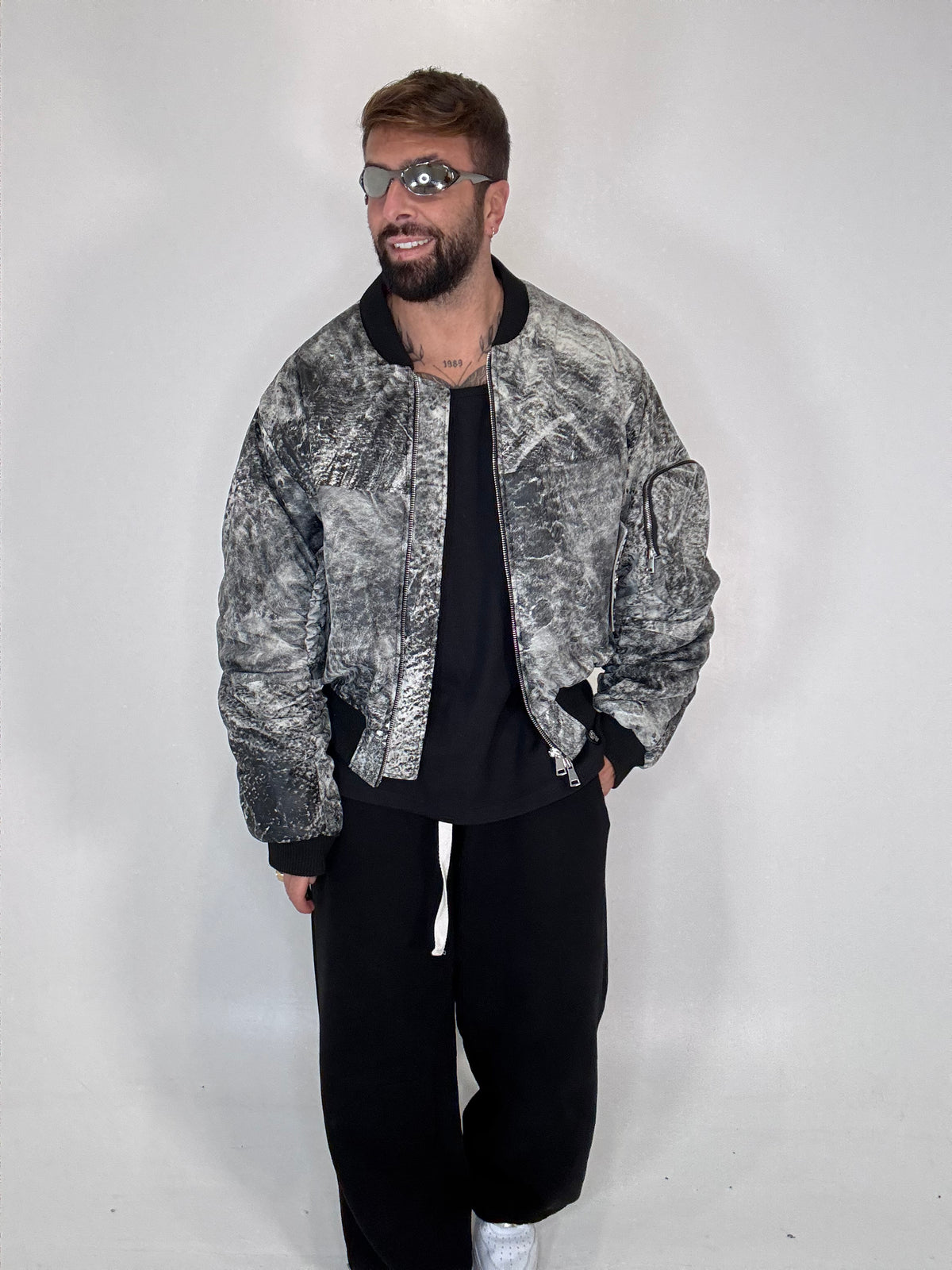 COLLLEGE ARRICCIO PELLE SMERIGLIATO GRIGIO - lab22shop