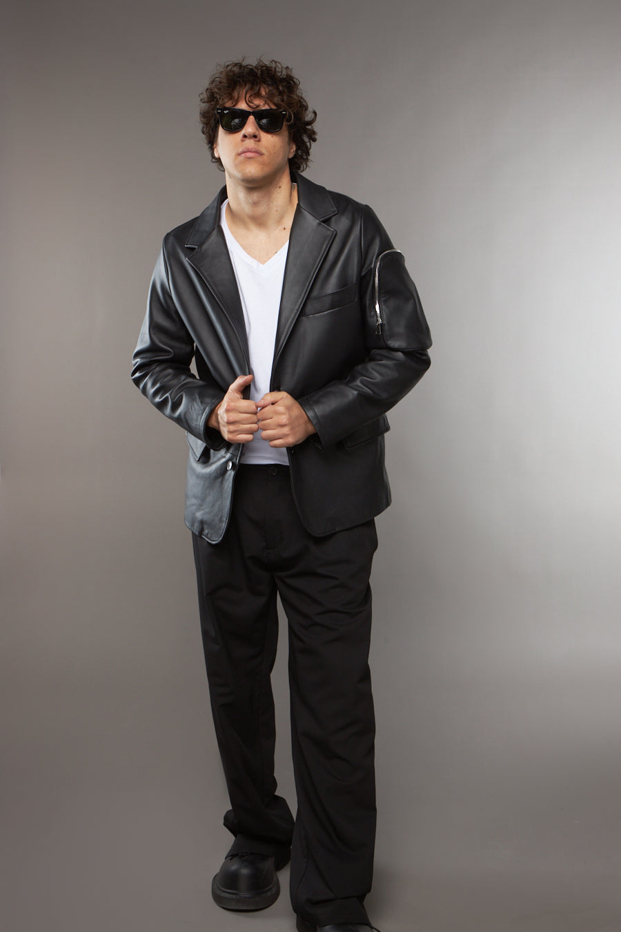 GIACCA IN PELLE NERA TASCONE - lab22shop