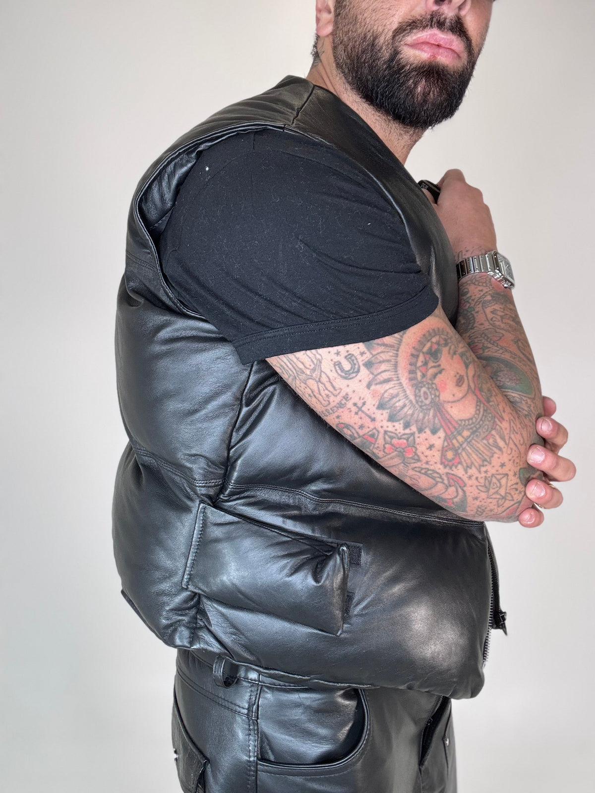 GILET PIUMA CROPPED IN PELLE - lab22shop