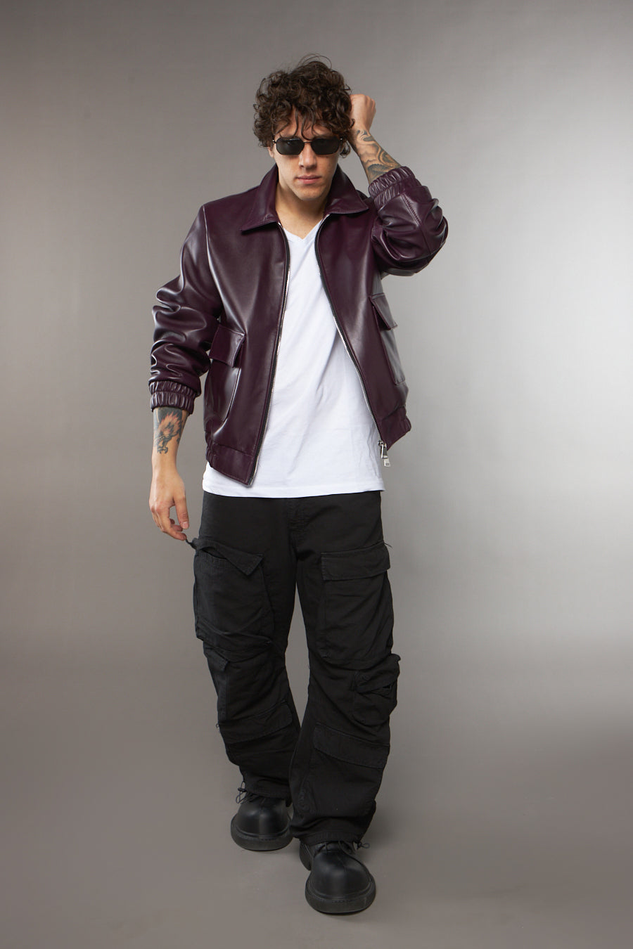 BOMBER COLLO CAMICIA TASCONI PRUGNA - lab22shop