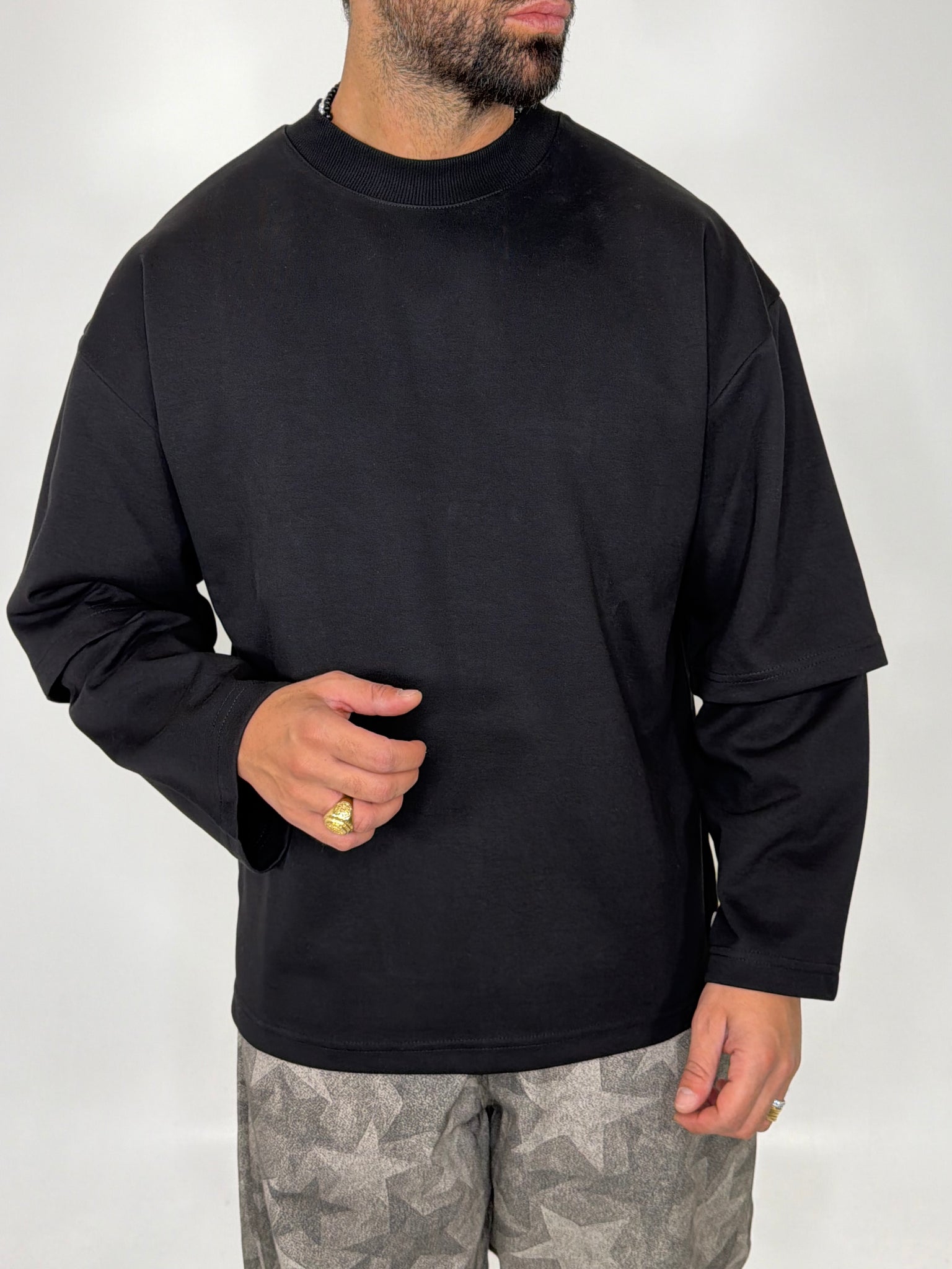 Longsleeve double nero