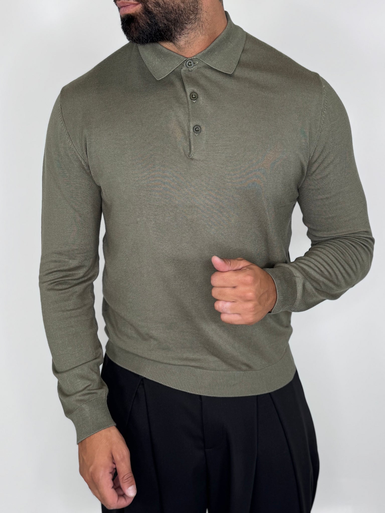 Polo a maniche lunghe in  filo
