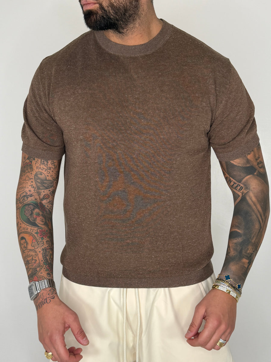 BROWN BASIC TEE