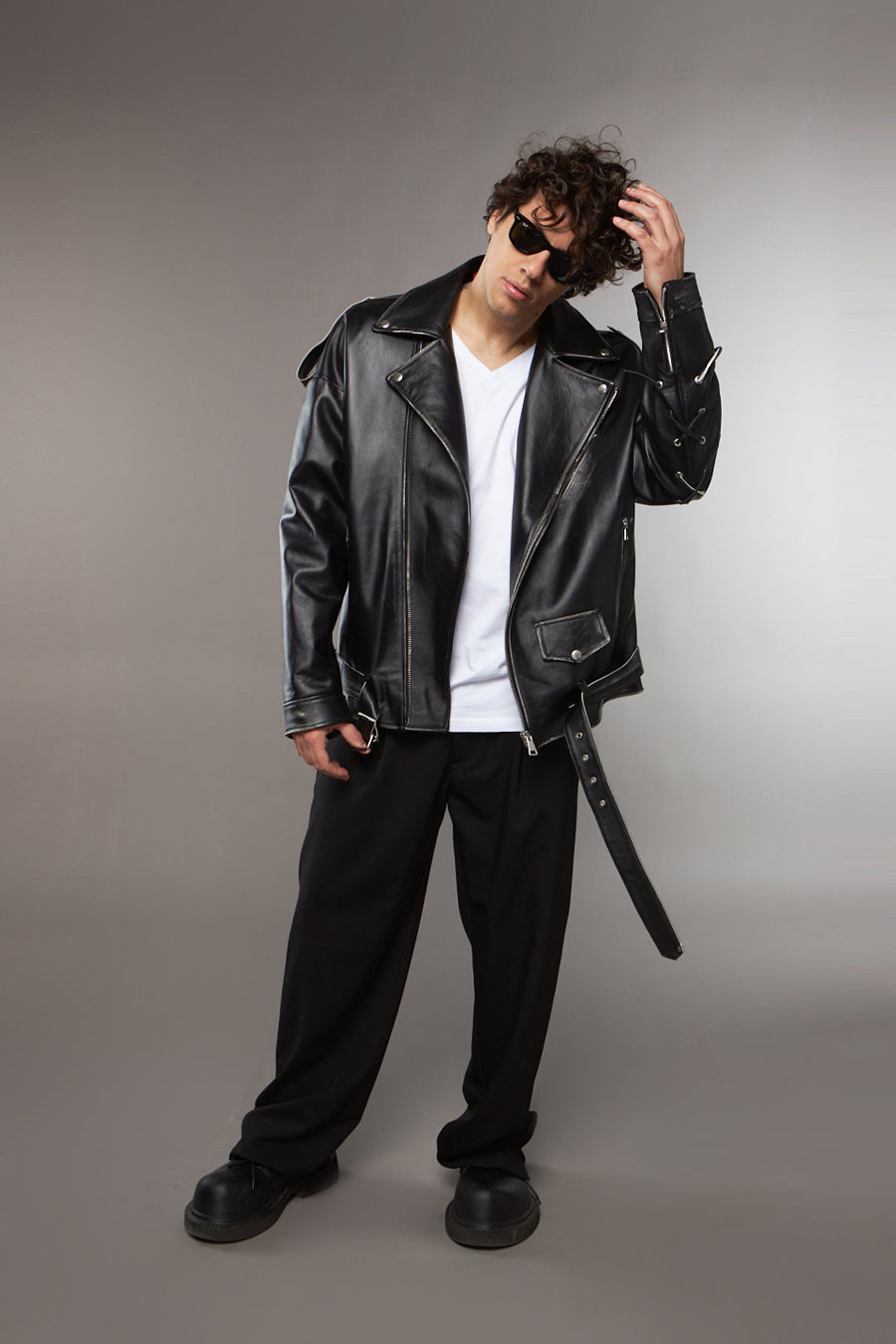 CHIODO IN PELLE NAPPA NERO OVERSIZE CON LACCI - lab22shop