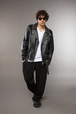 CHIODO OVERSIZE BORCHIE IN PELLE NERO - lab22shop