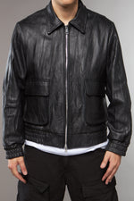 BOMBER COLLO CAMICIA EFFETTO PELLE LAVATA - lab22shop