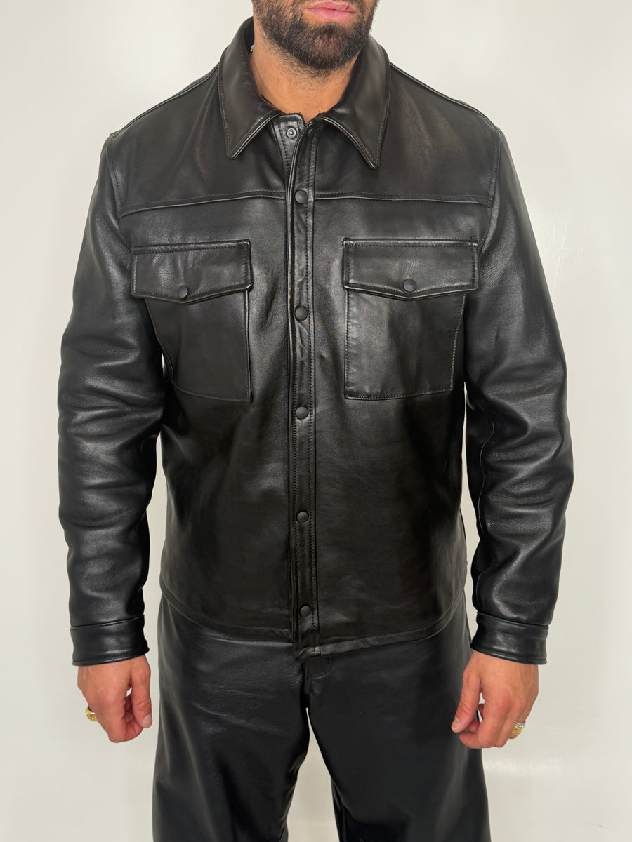 LEATHER SHIRT JACKET - lab22shop
