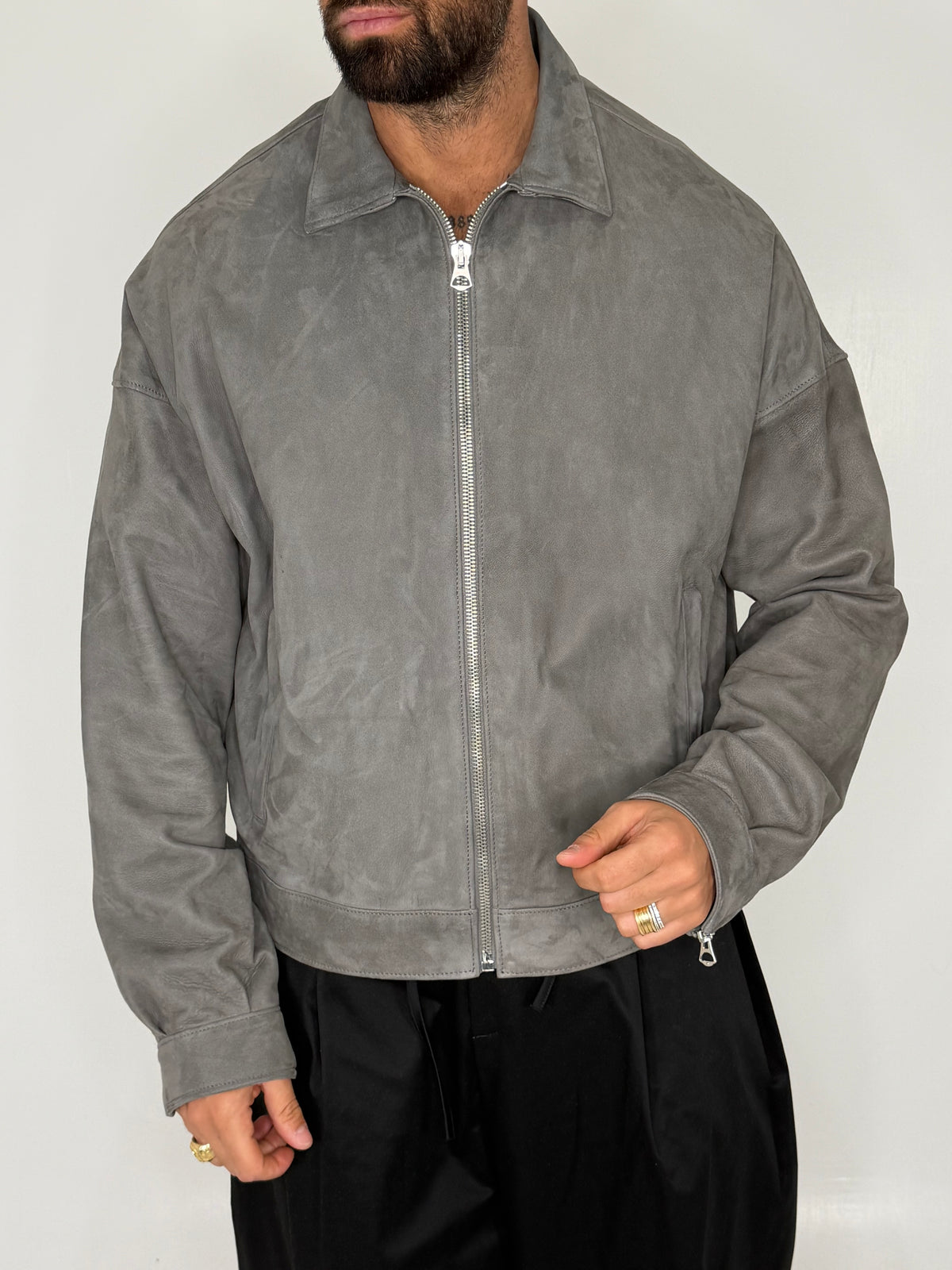 JACKET SCAMOSCIATO CON COLLO CAMICIA - lab22shop