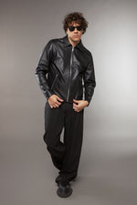 BLAZER COLLO CAMICIA NAPPA NERA - lab22shop