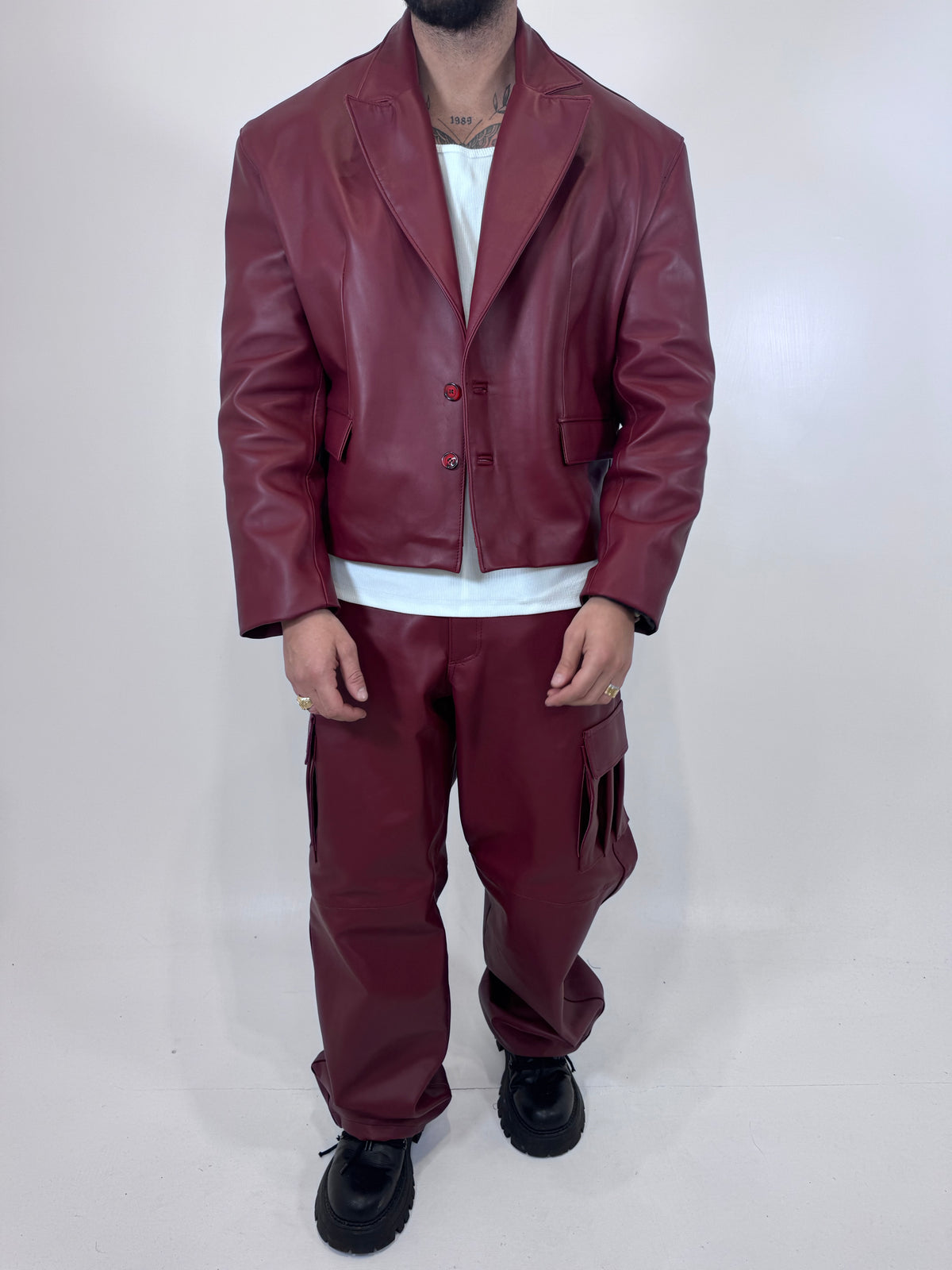 COORD IN PELLE BORDEAUX - lab22shop