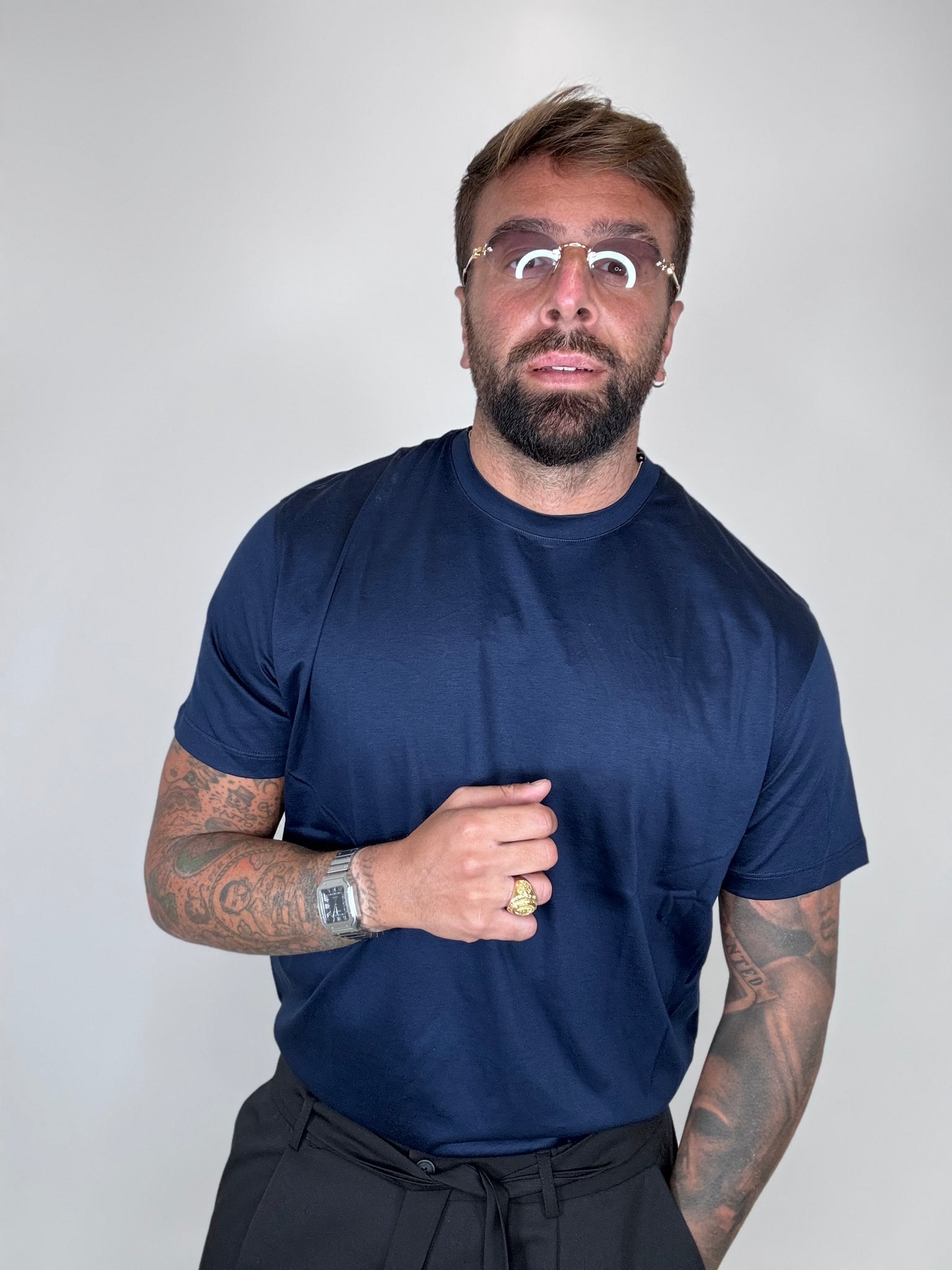 T-SHIRT FILO DI SCOZIA BLU