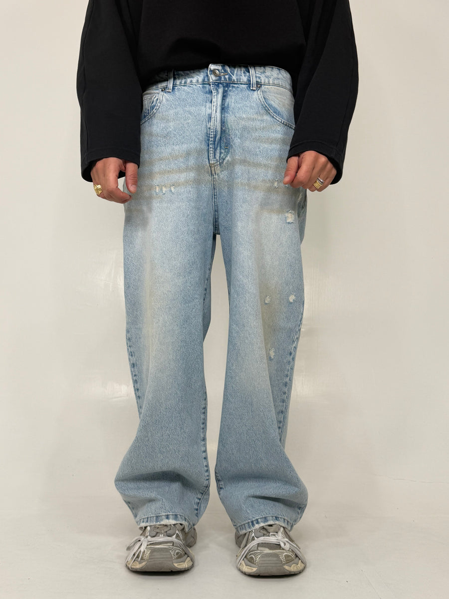 JEANS WIDE LEG STONE WASH - lab22shop