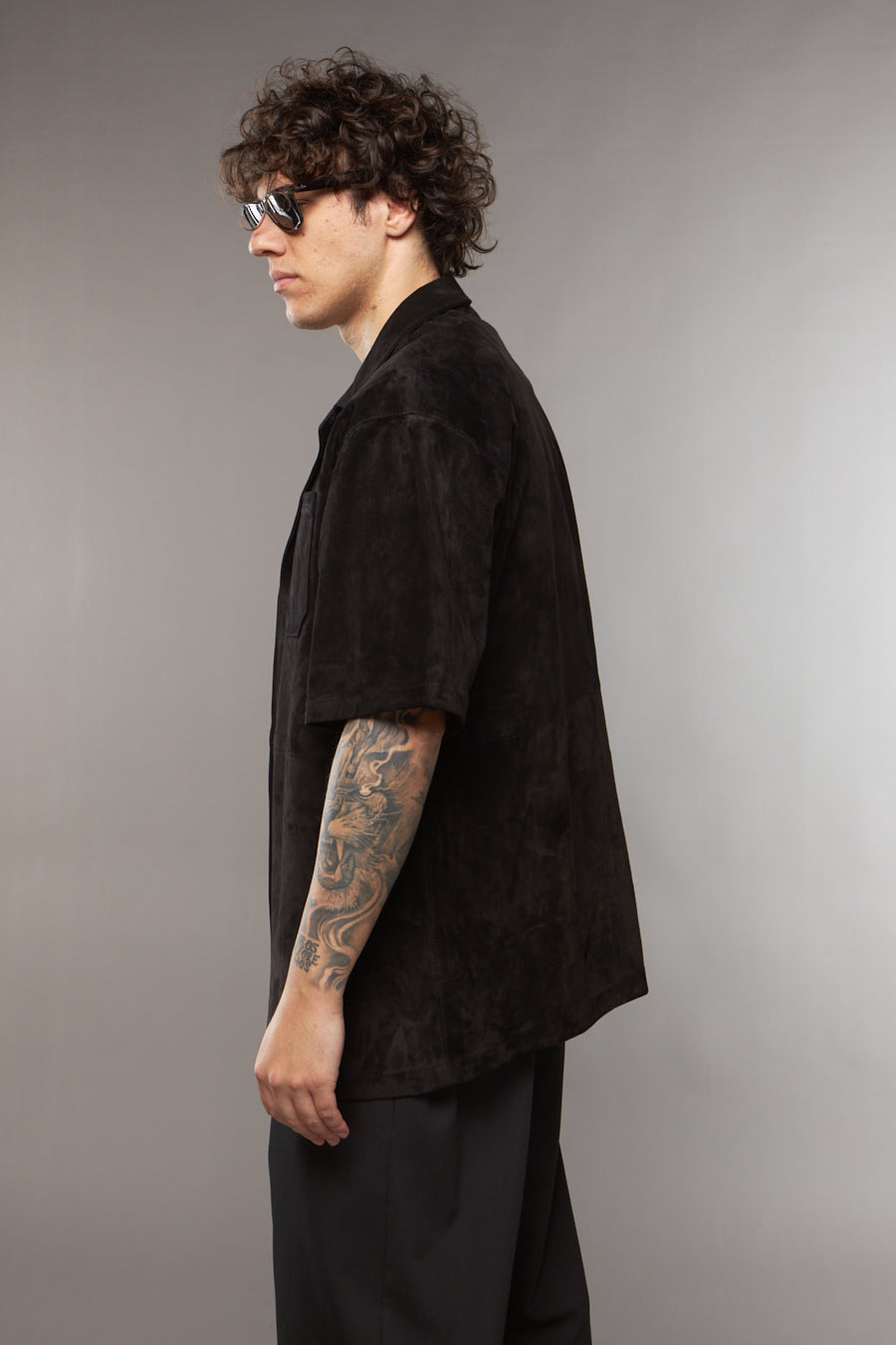 CAMICIA CAMOSCIO NERO - lab22shop