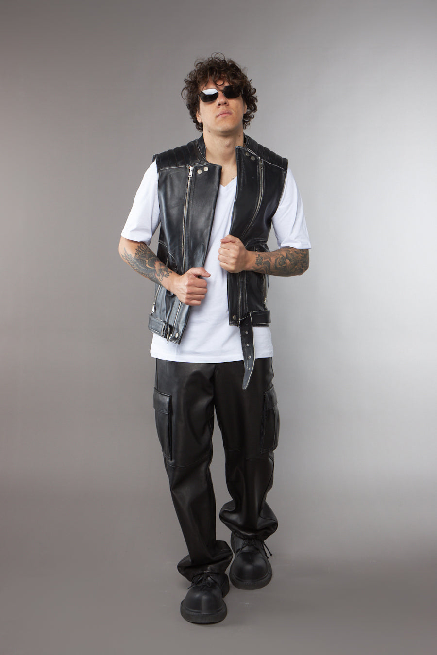 GILET BIKER NERO