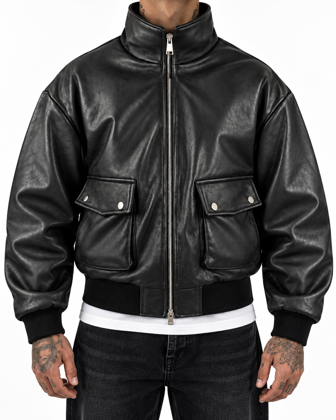 BLAZER COLLO ALTO PELLE LAVATA