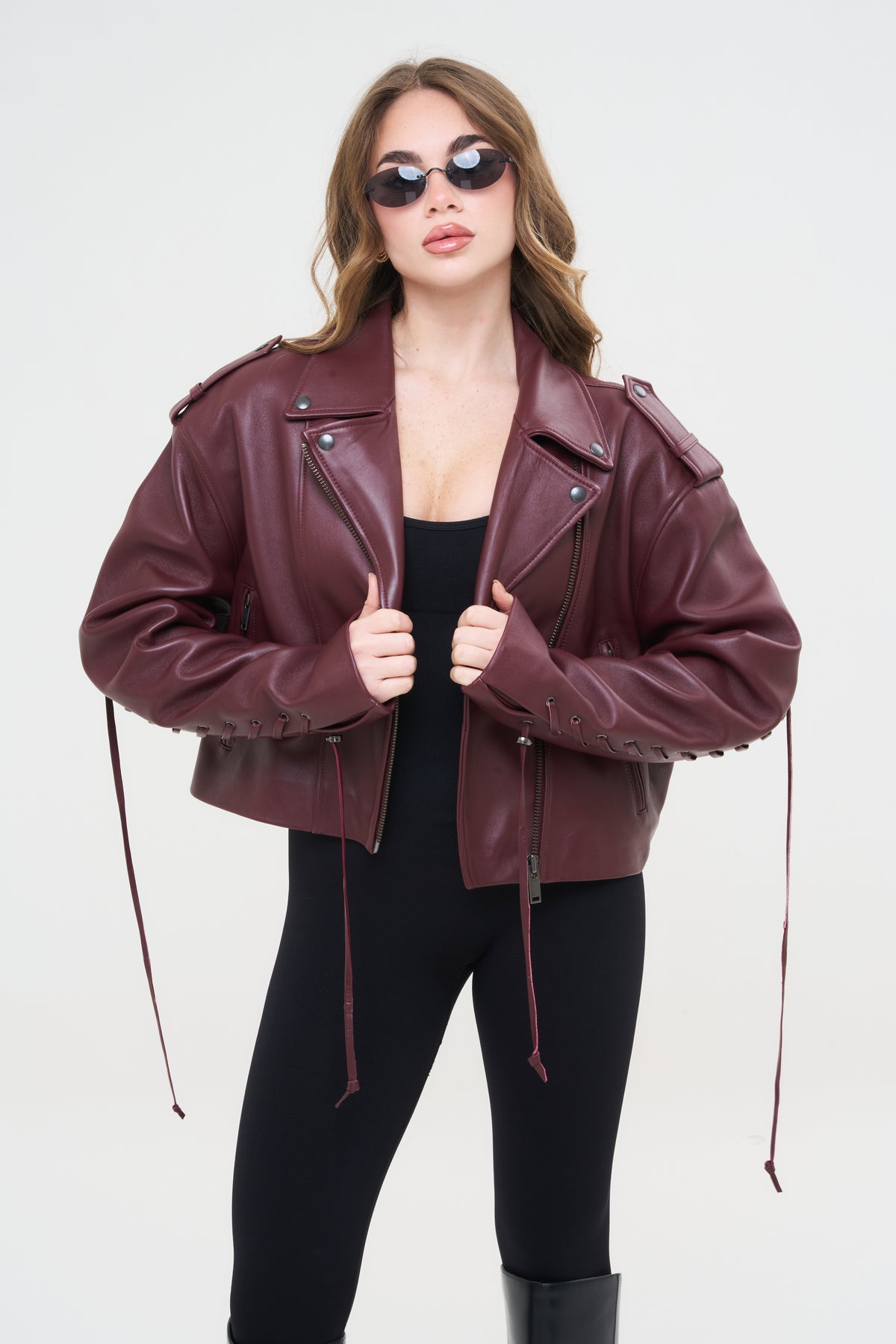 CHIODO IN PELLE LONDON LACCETTI BORDEAUX - lab22shop