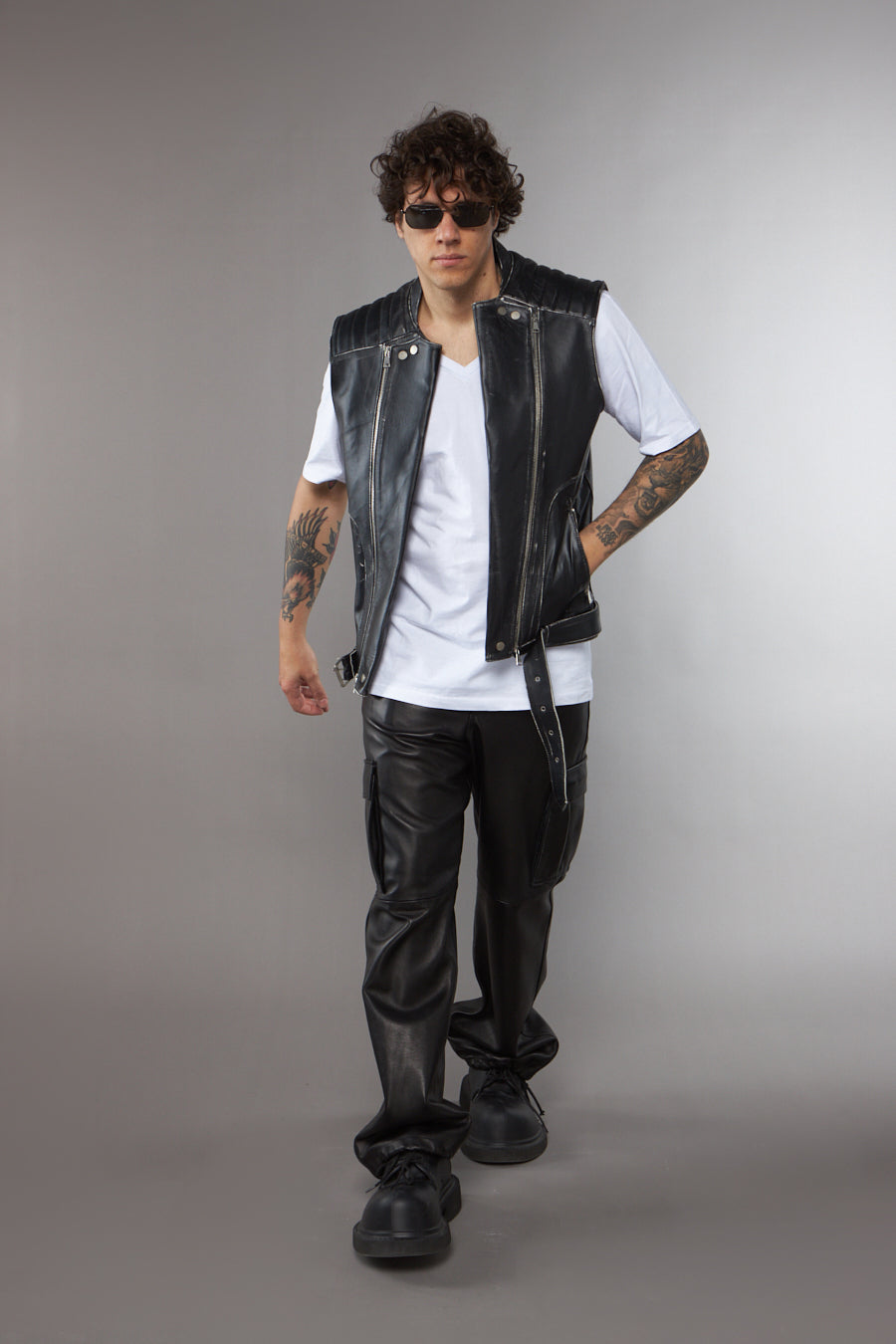 GILET BIKER NERO