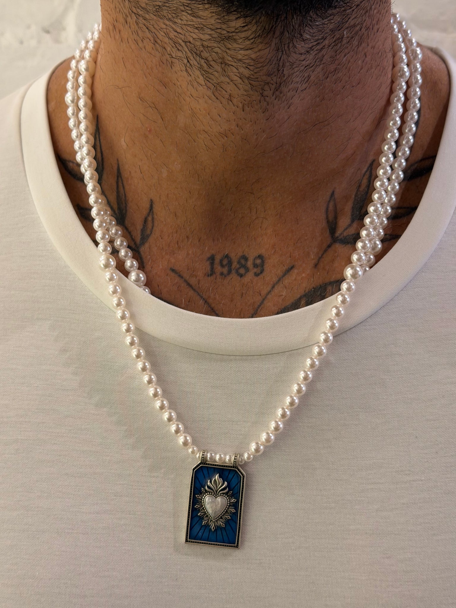 COLLANA PERLE CUORE SACRO