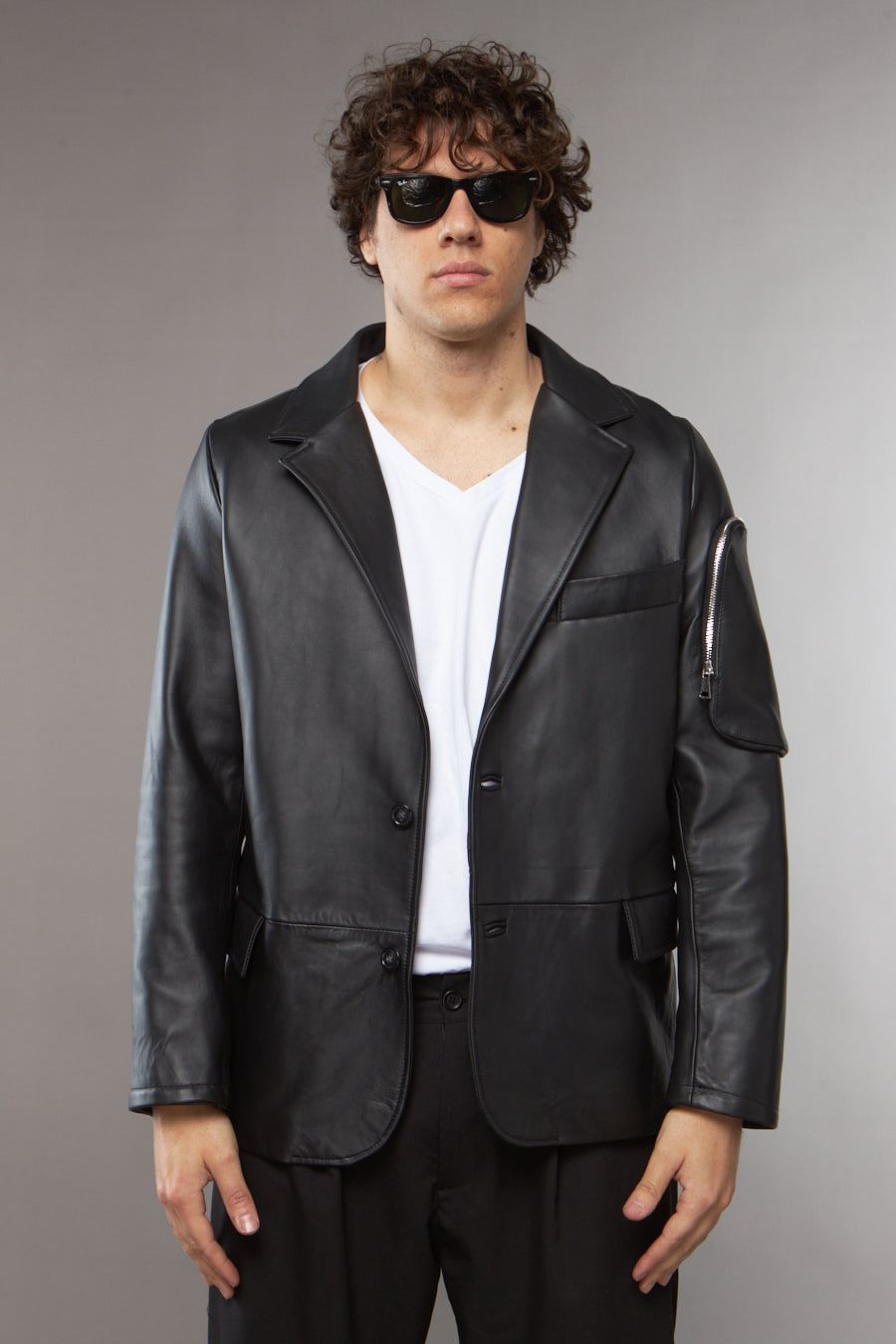 GIACCA IN PELLE NERA TASCONE - lab22shop