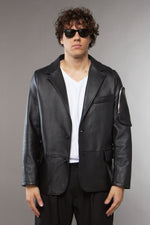 GIACCA IN PELLE NERA TASCONE - lab22shop