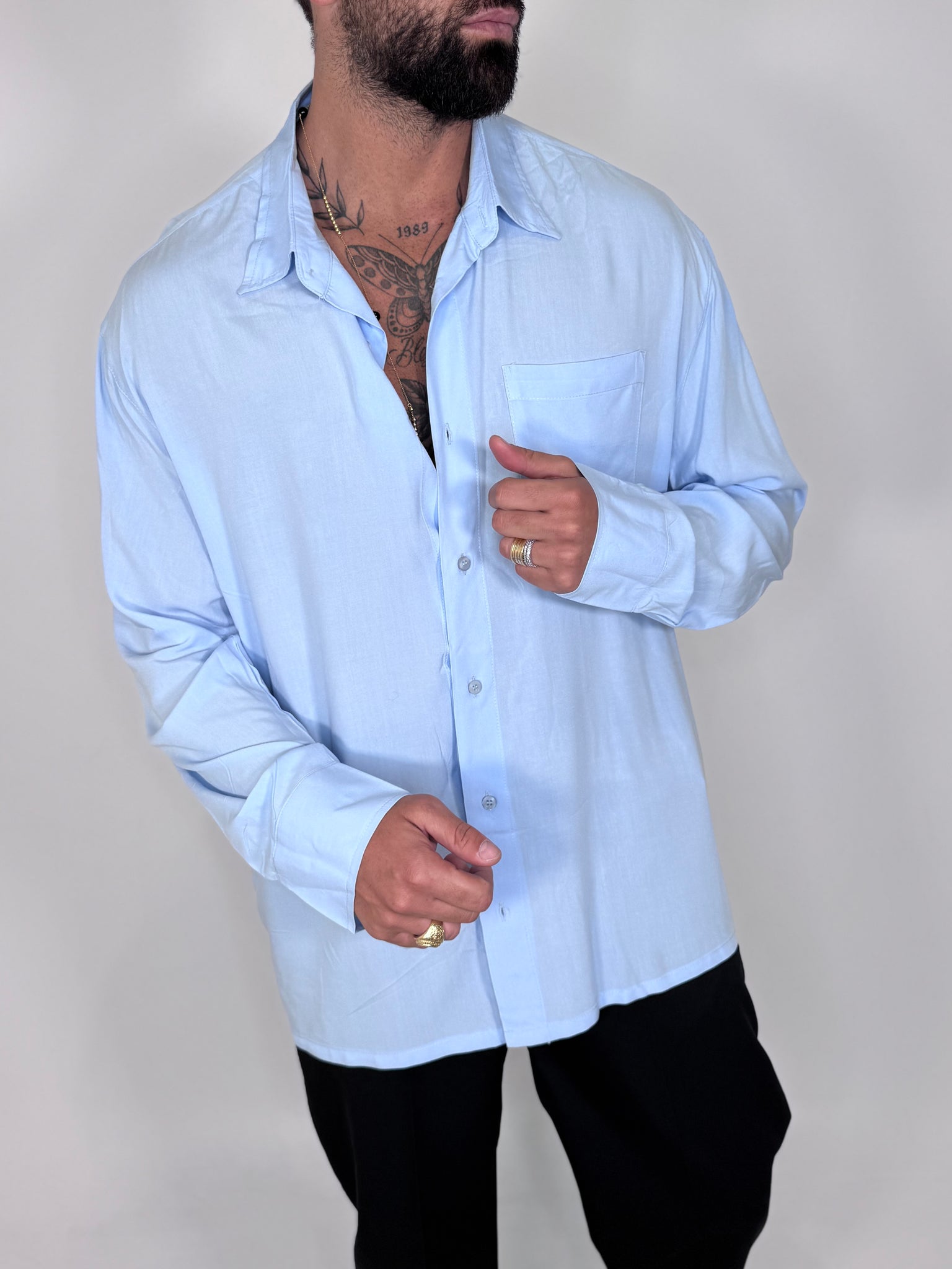 CAMICIA VISCOSA LAB TASCHINO AZZURRA