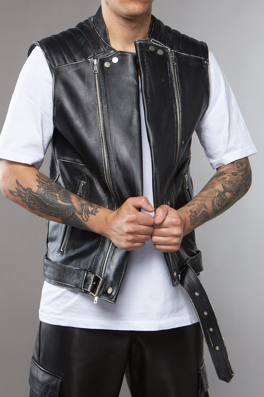 GILET BIKER NERO