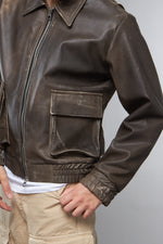 BLAZER COLLO CAMICIA CON TASCONI EFFETTO MARRONE CONSUMATO - lab22shop