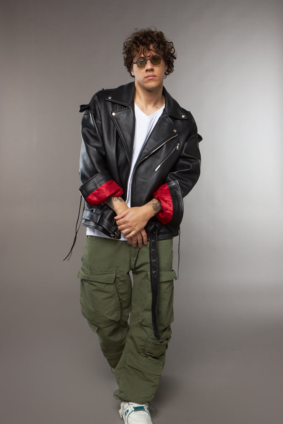 CHIODO OVERSIZE SPALLA SCESA CON LACCI NERO - lab22shop