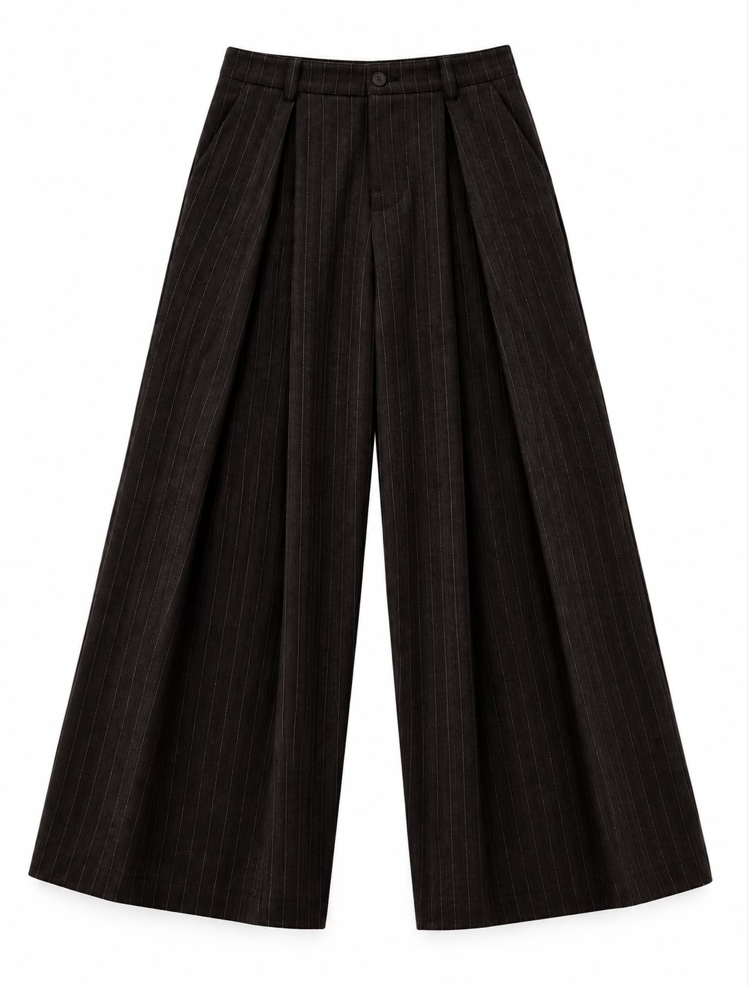 PANTALONE GESSATO FONDO AMPIO CON PINCES