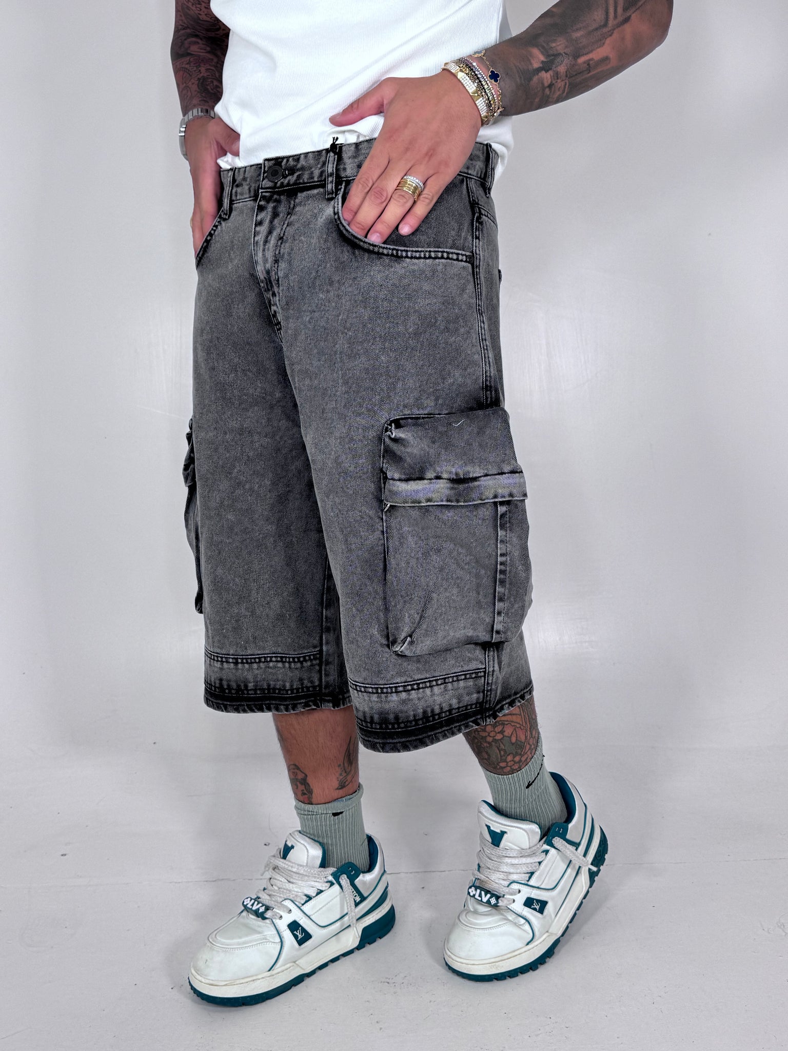 BERMUDA JEANS TASCONI GRIGIO
