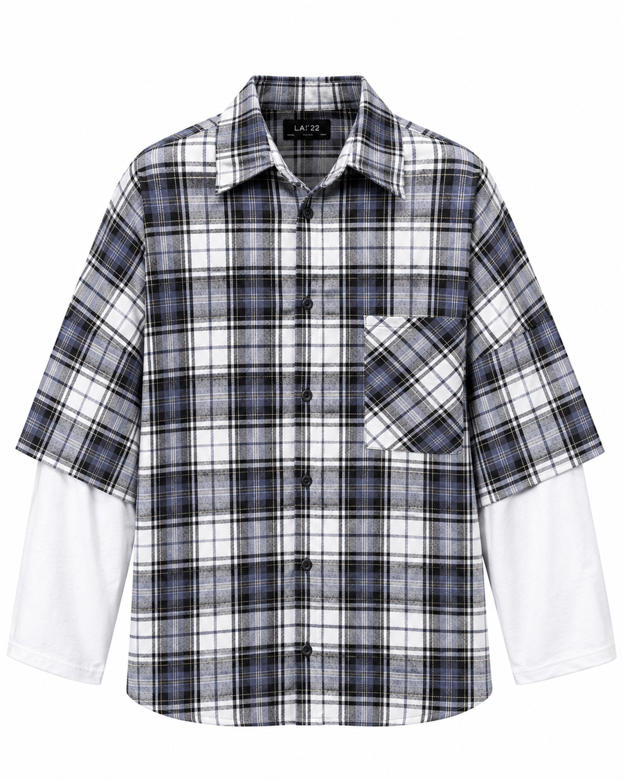 CAMICIA A QUADRI CON DOPPIA MANICA