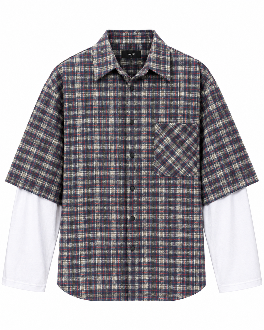 CAMICIA A QUADRI CON DOPPIA MANICA