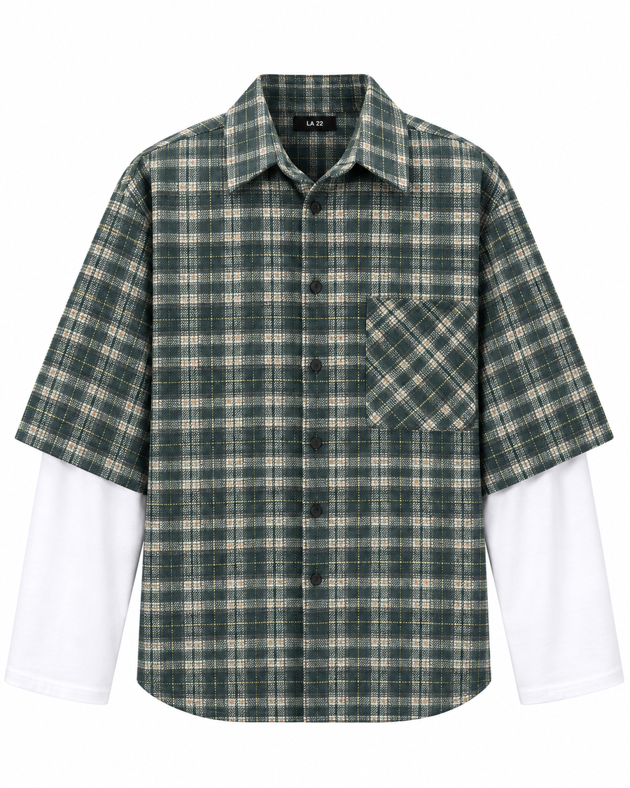 CAMICIA A QUADRI CON DOPPIA MANICA