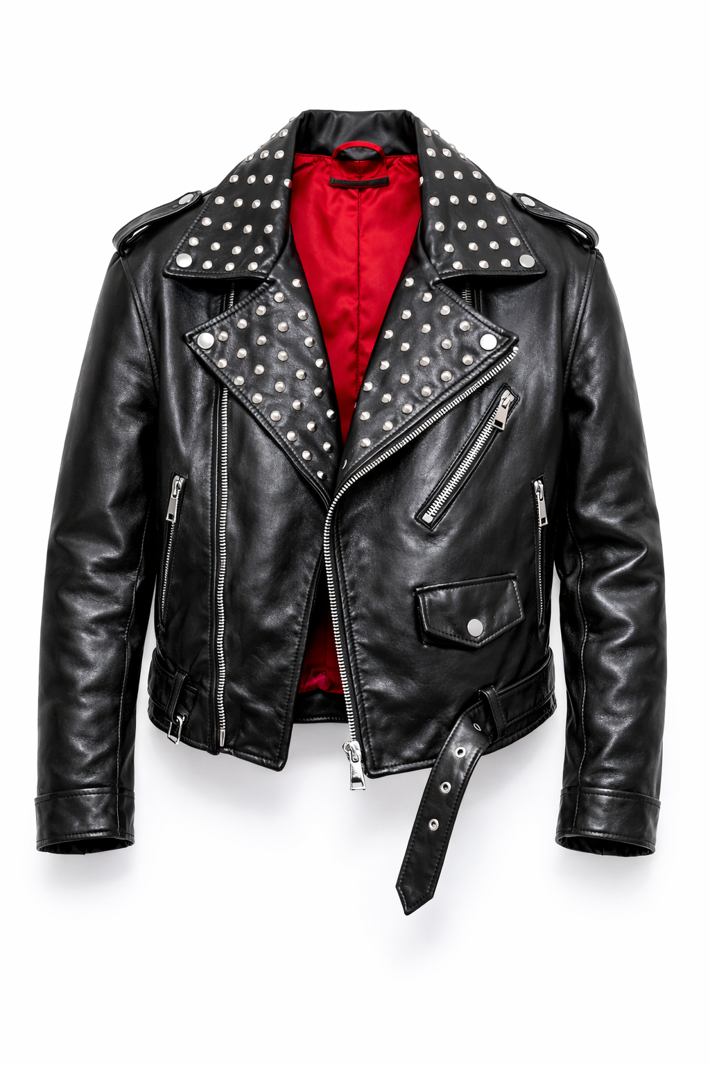 BIKER IN PELLE CON BORCHIE