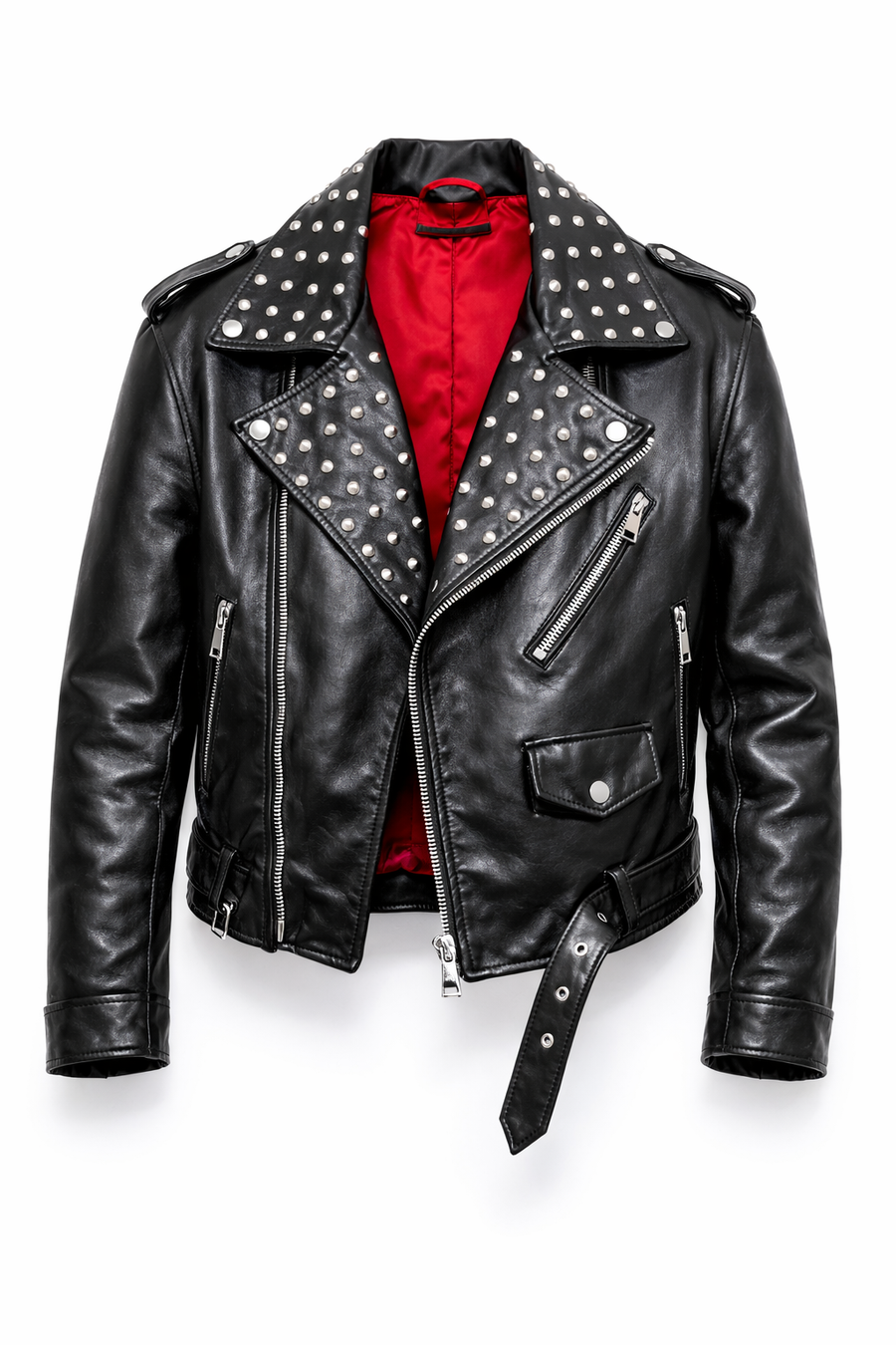 BIKER IN PELLE CON BORCHIE