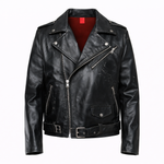CHIODO CROPPED CON SOFFIETTO PELLE EFFETTO CONSUMATO NERO - lab22shop