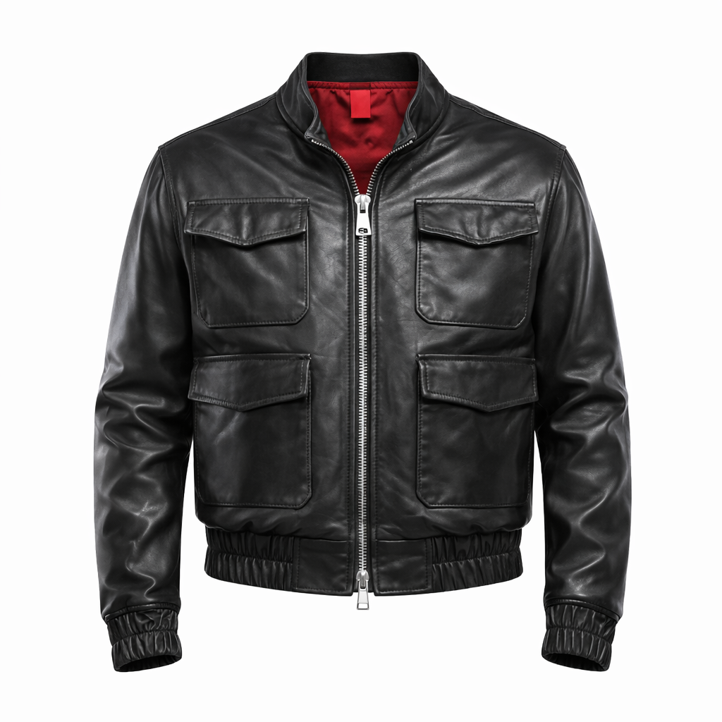 BLAZER MULTI TASCHE NAPPA NERA IN PELLE - lab22shop