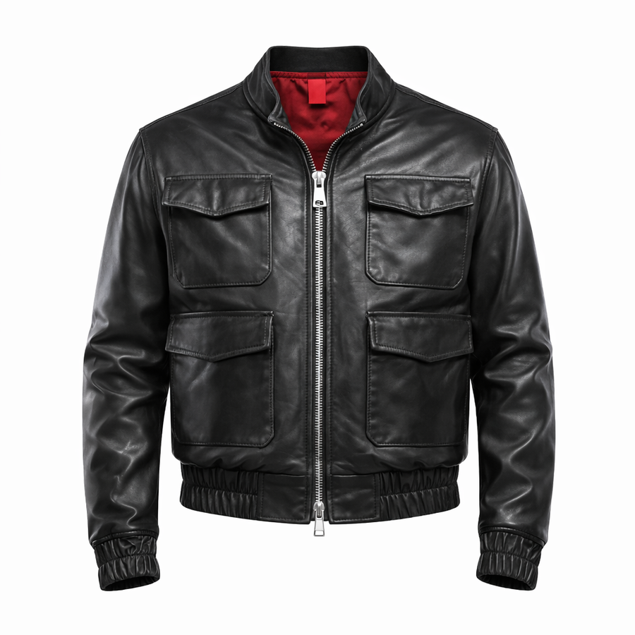 BLAZER MULTI TASCHE NAPPA NERA IN PELLE - lab22shop