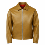 BLAZER IN PELLE VERDE OLIVA - lab22shop