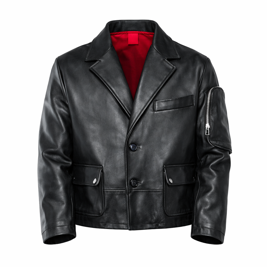 GIACCA IN PELLE NERA TASCONE - lab22shop