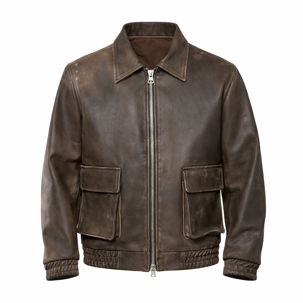 BLAZER COLLO CAMICIA CON TASCONI EFFETTO MARRONE CONSUMATO - lab22shop