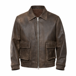BLAZER COLLO CAMICIA CON TASCONI EFFETTO MARRONE CONSUMATO - lab22shop