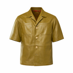 CAMICIA IN PELLE NAPPA VERDE OLIVA - lab22shop
